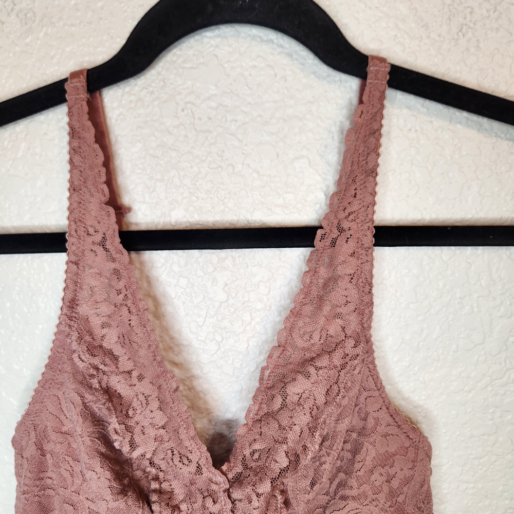 Felina Wireless Lace Bralette, Mauve Pink Size S - Picture 2 of 16